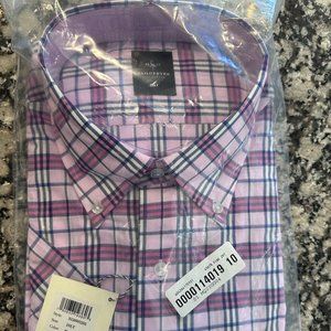 NWT TAILORBYRD Pink Checkered Cotton Stretch Short Sleeve Shirt 2XLT